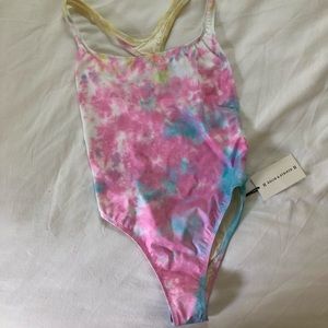 SOLID AND STRIPED RE/DONE tie dye swim one piece